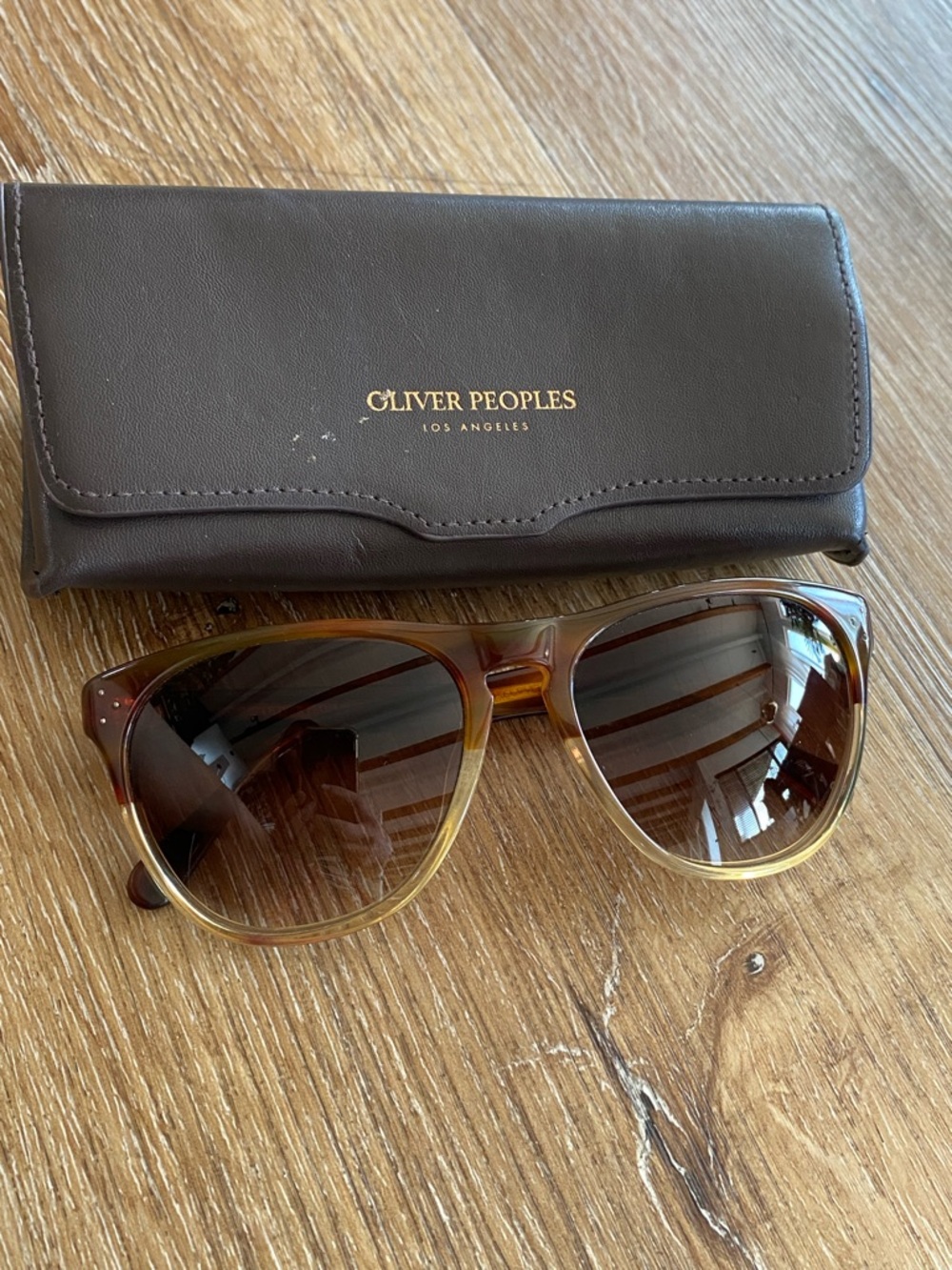 Oliver Peoples Tortoiseshell-to-Amber Gradient Brown Cat-Eye Sunglasses